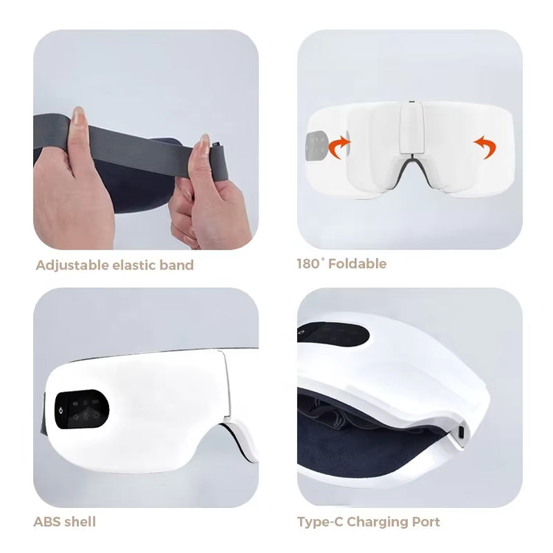 Hot Selling Portable Eye Massager Machine with Heat Compress Comfortable Relieves Fatigue Wireless Eye Massager Smart Vibration