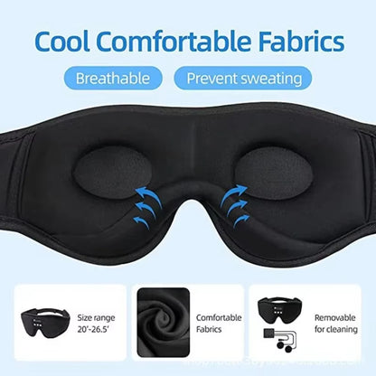 3D Eye Mask Music Play Sleeping Headphones with Built-In HD Speaker Mask for Sleep Headphones Bluetooth